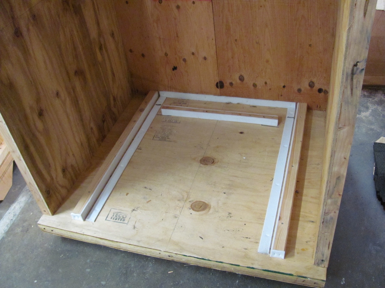 Inside a custom crate designed for a trade show stand